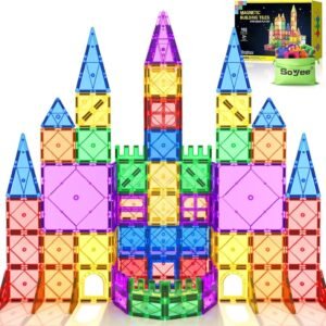 Soyee 102PCS Magnetic Tiles Building Blocks Stem Toys for 3+ Year Old Boys Girls Montessori Toys Toddler Kids Gifts Parents Approved Sensory Toys