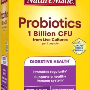 Nature Made Probiotics for Women and Men, Probiotic Capsules 1 Billion CFU from Live Cultures for Immune & Digestive Support, 30 Capsules, 30 Day Supply