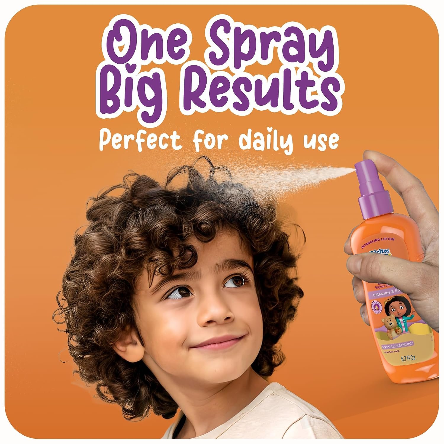 Ricitos de Oro Detangler Spray for Kids: Detangles and Softens Curls, Shea Butter insused for Soft Hair, Frizz-Free Control, Sensitive Scalps safe, Keeps Curls Bouncy and Defined, Size 6.7 Oz, 2-Pack - Image 8