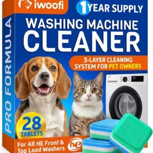 Washing Machine Cleaner Tablets for Pet Owners Pro – Front & Top Load HE Washers – Removes Pet Hair Buildup Eliminates Odors & Residue – 28 Tablets 1-Year Supply – Septic Safe Deep Clean