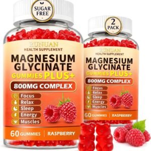 2 Pack 800mg Magnesium Complex Gummies Supplement for Women Men Kids Adults | Easy-absorption magnesium glycinate malate taurate with L-theanine, zinc, D3 for focus, muscle, energy. Vegan, Sugar-free