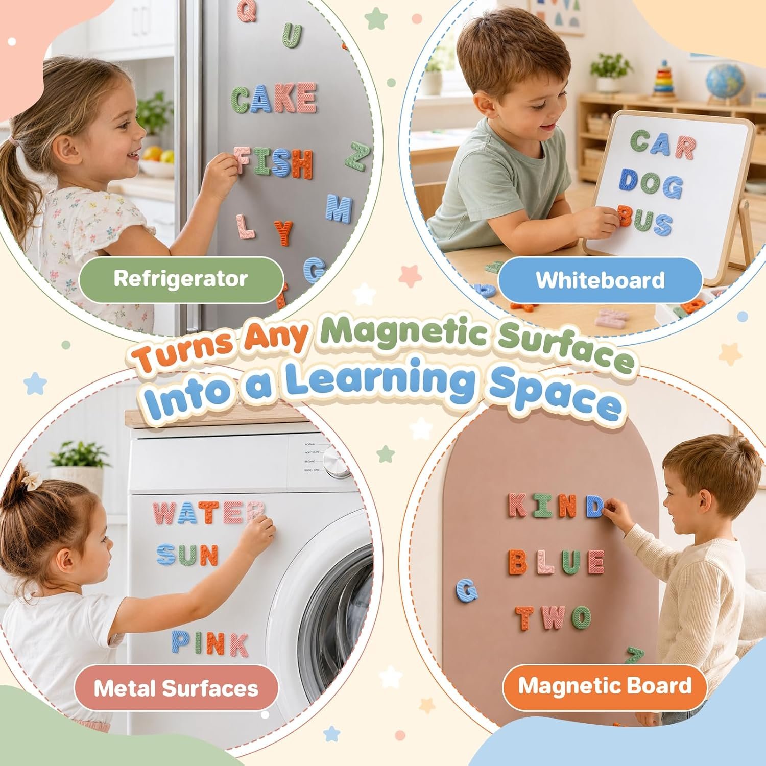 Sensory Silicone Alphabet Magnetic Letters: 26 Uppercase ABC Fridge Magnets for Toddlers & Kids 3+, Preschool Learning Refrigerator ABC Educational Toys, Cute Birthday Gifts for Boys Girls Girl Kids - Image 6
