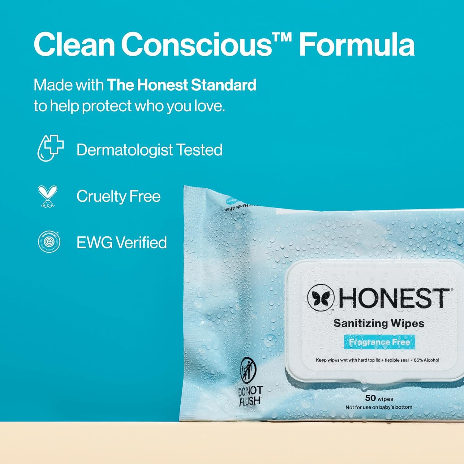 The Honest Company Fragrance-Free Sanitizing Alcohol Wipes, Antibacterial with Aloe, Kills 99% of Germs, 150 Count - Image 7