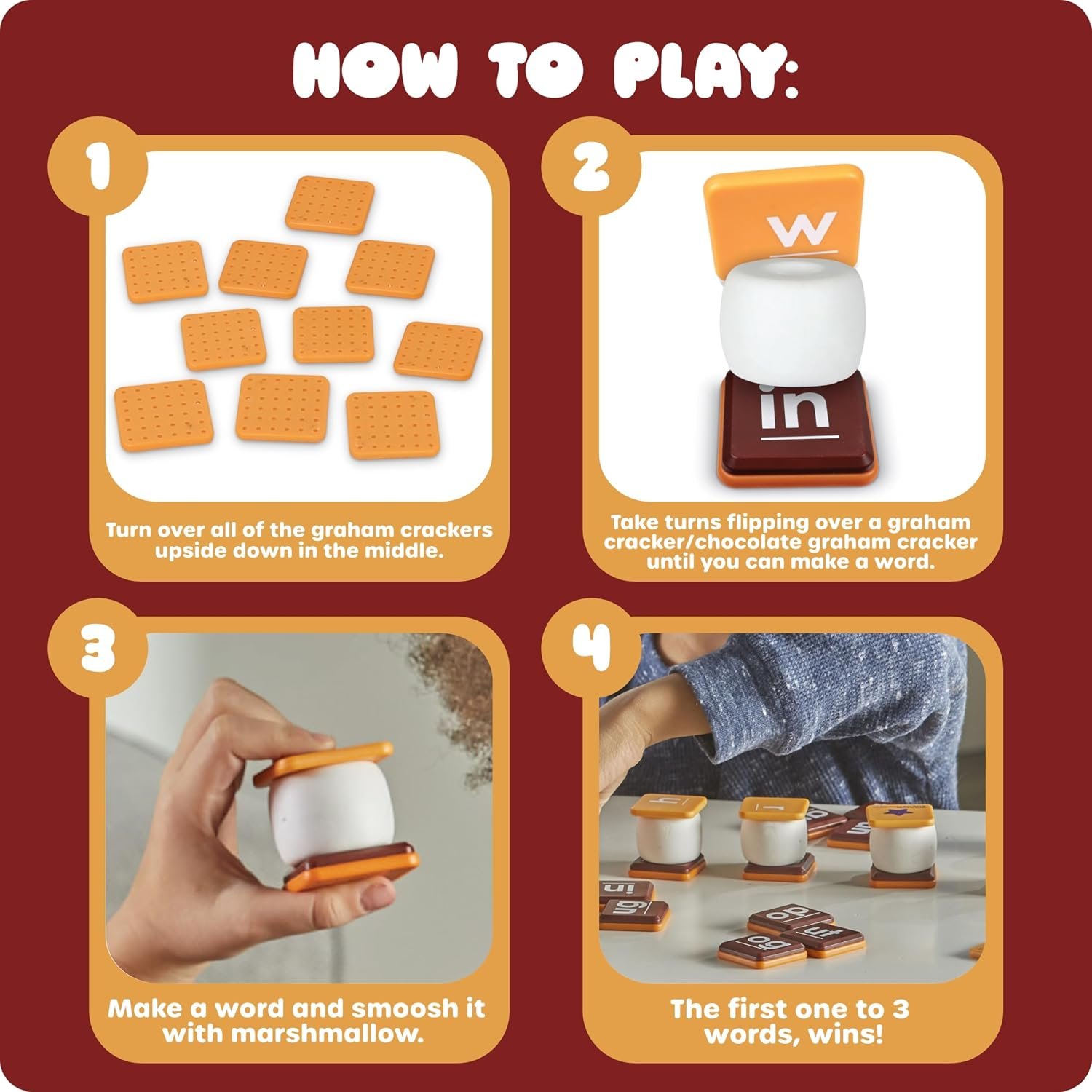 Learning Resources Let's Spell S'mores - Montessori Toys, Kindergarten Learning Activities, Phonemic Awareness Flash Cards, Dyslexia Tools for Kids, Speech Therapy Materials, Learn to Read - Image 4