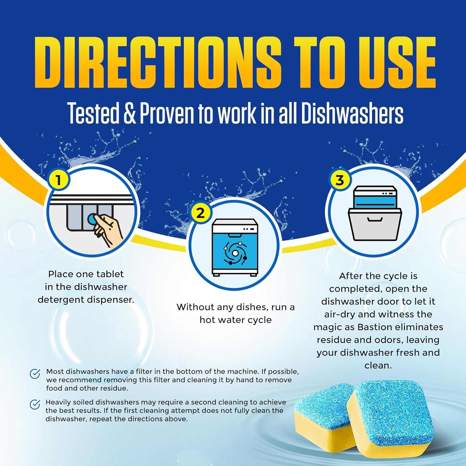 Dishwasher Cleaner Tablets - 24 Tablets (1-Year Supply) Lemon-Scented, Heavy Duty Cleaning Descaler Pods for Dish Washer, Deep Cleans & Maintains Your Dishwashing Machine for Optimal Performance - Image 4