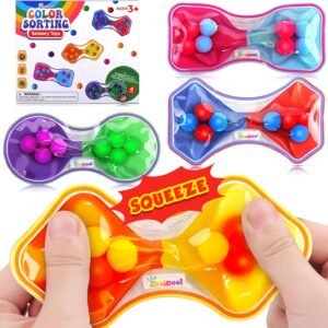 Sensory Fidget Toys for Kids Toddler: 4 Pack Color Sorting Sensory Toys for Autism – Squeeze Calming Toys for Toddler Girls Boys – Quiet Fidget Toys for Student Classroom – Goodie Bags Stuffers