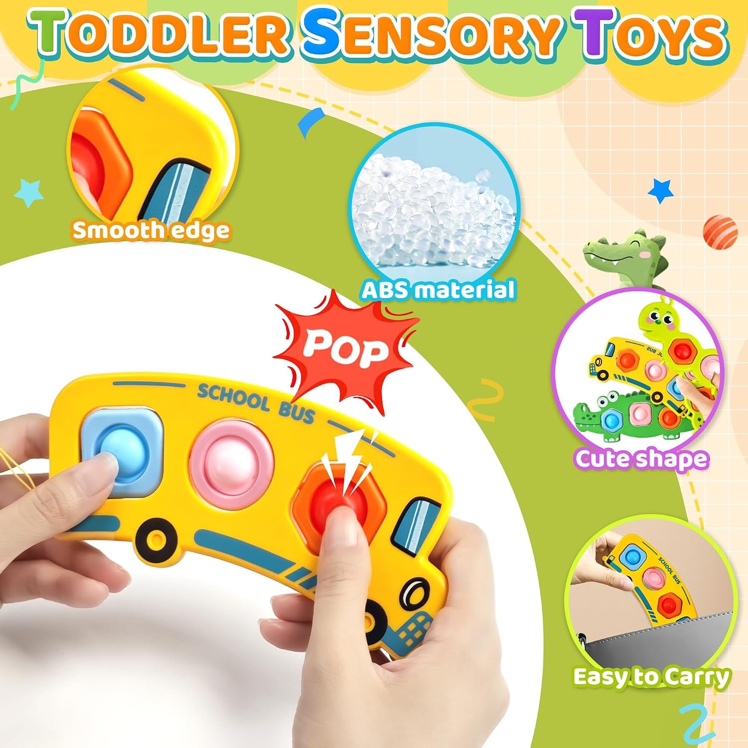 3PC Fidget Popper Sensory Toys Airplane Travel Activities for Toddlers Goodie Bags Pop It Fidget Toys for 12+ Month Babies 1 2 3 Year Old Girls Boys Valentine Gift Easter Basket Stuffer Gift - Image 2