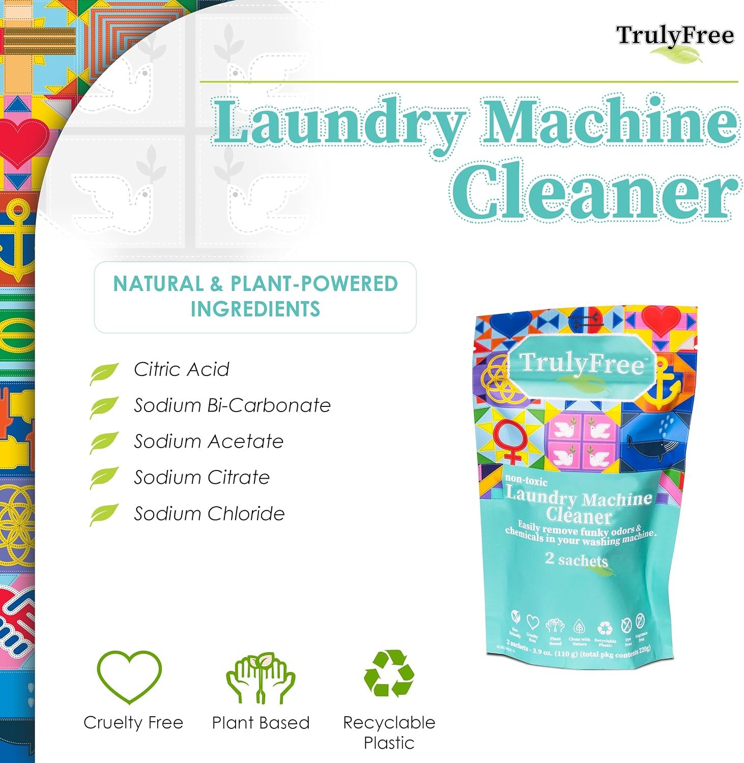 Truly Free Laundry Washing Machine Cleaner and Deodorizer | Top Load & Front Load Washer Cleaner for Grime, Mold, Odor Remover | Safe for HE Washing Machines & Septic Tanks, Non Toxic, Natural, Clean - Image 6