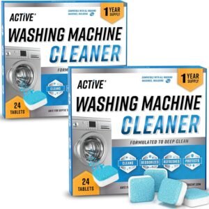 Washing Machine Cleaner Descaler 48 Pack – Value Size Deep Cleaning Tablets HE Front Loader & Top Load Washer, Septic Safe Eco-Friendly Deodorizer, Clean Inside Laundry Drum Tub Seal – 48 Count