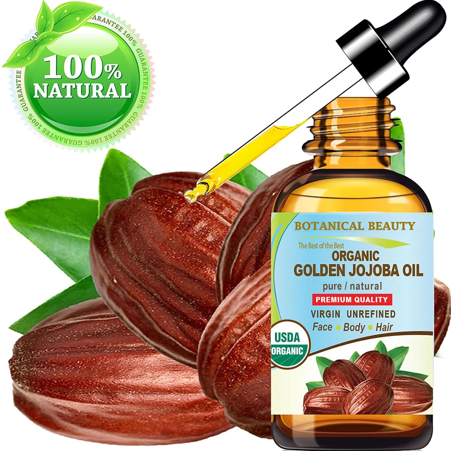 Botanical Beauty Organic JOJOBA OIL 100% Pure Natural VIRGIN UNREFINED Cold-Pressed Carrier Oil 0.5 Fl oz 15 ml for Face, Skin, Body, Hair, Lip, Nails. Rich in Vitamin E, Omega 6, Omega 9 - Image 2