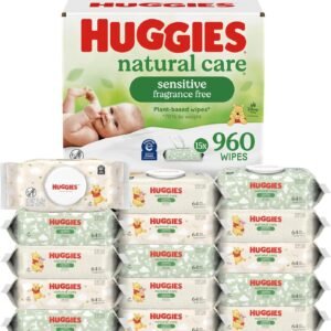 Huggies Natural Care Sensitive Baby Wipes, Unscented, Hypoallergenic, 99% Purified Water, 15 Flip-Top Packs (960 Wipes Total)