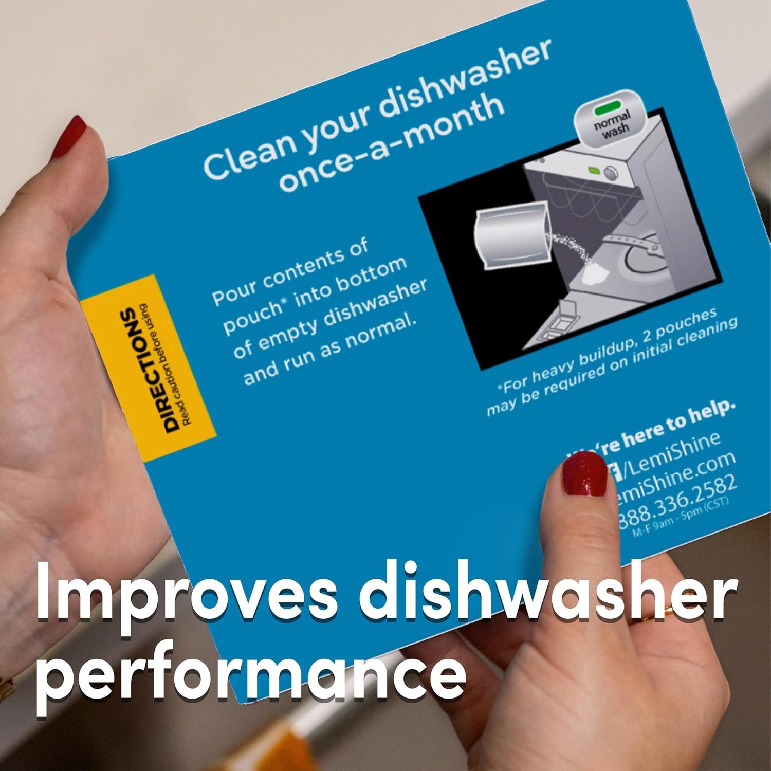 Lemi Shine Natural Dishwasher Cleaner - Hard Water Citric Acid Cleaning Powder - Lemon Scented Eco-Friendly Dishwasher Cleaner & Deodorizer - 14.08 oz (8 Pack) - Image 3