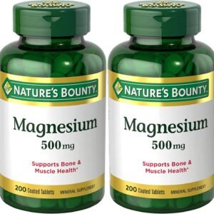 Nature’s Bounty Magnesium Supplements 500mg Tablets, Support Bone & Muscle Health, 200 Count (Pack of 2)