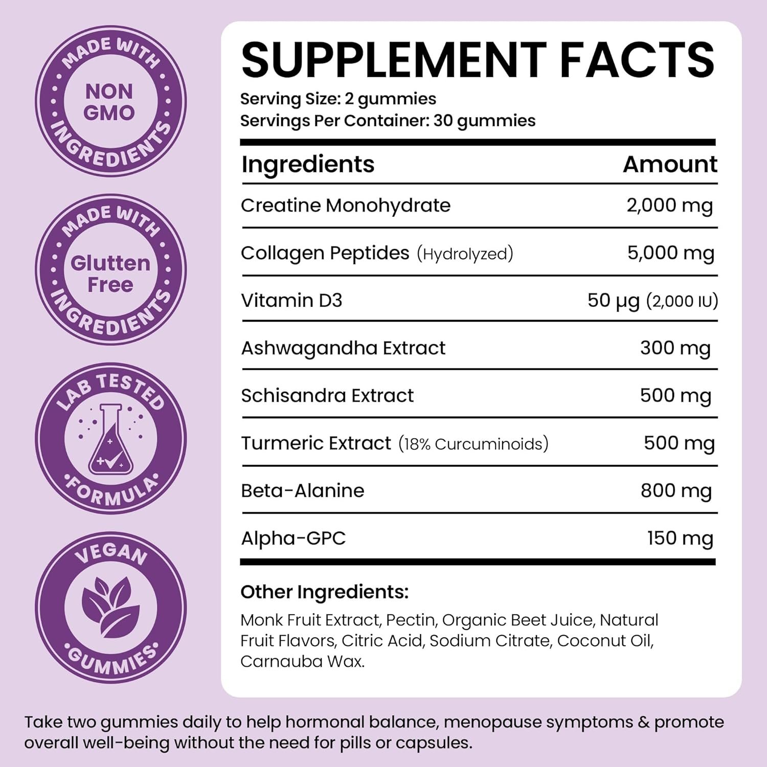 Menopause Supplements for Women | Menopause Gummy Vitamins | Relief for Hot Flashes, Night Sweats & Mood Swings | Helps Sleep Disruptions & Brain Function | 60 Vegan Gummies - Image 2