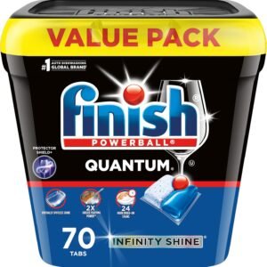 Finish Quantum Infinity Shine Dishwasher Pods, No Pre-Rinse Dishwasher Detergent Soap Removes 24HR Dried-On Stain and Grease, Leaving a Virtually Spotless Shine, 70 Count