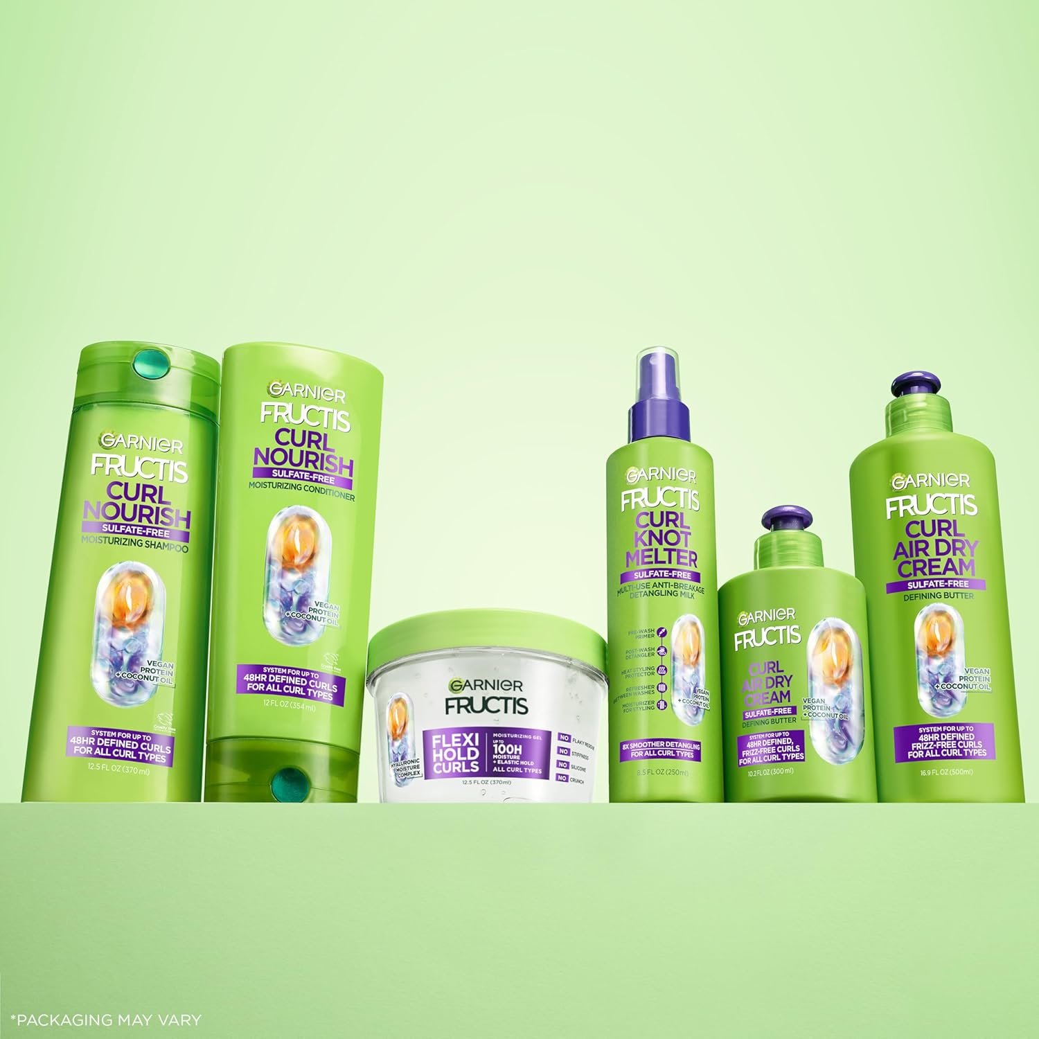 Garnier Fructis Curl Nourish Moisturizing Shampoo for Curly Hair, Plant Protein and Coconut Oil Formula, Up to 48HR of Curl Definition, Sulfate Free & Vegan, 12.5 Fl Oz (Packaging May Vary) - Image 8