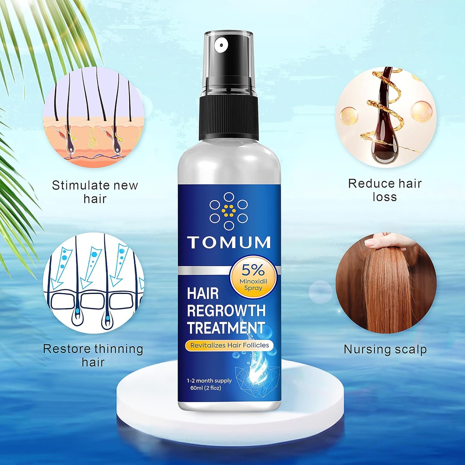 Minoxidil for Men and Women Hair Growth: 5% Minoxidil Topical Spray Hair Regrowth Treatment Stop Hair Thinning and Hair Loss For Stronger Thicker Longer Hair 60ml 2 Pack - Image 3