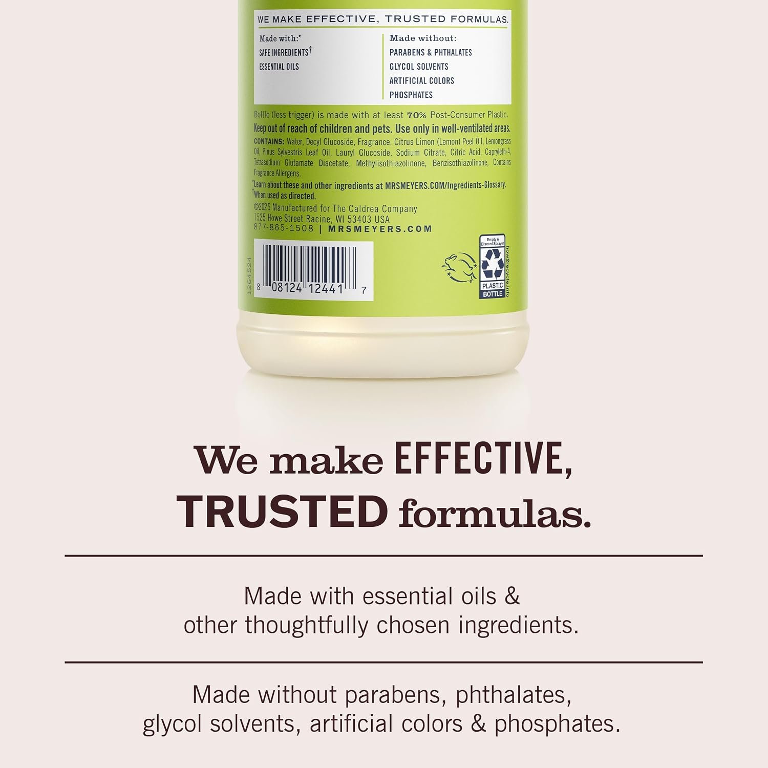 MRS. MEYER'S CLEAN DAY All-Purpose Cleaner Spray, Cruelty Free Formula, Lemon Verbena, 16 fl. oz - Pack of 3 - Image 5