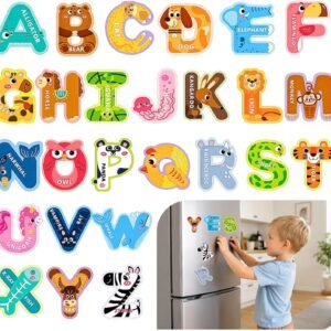 Magnetic Letters, 26 Uppercase Alphabet Magnets Fridge Magnets for Toddlers & Kids ABC Magnets for Fridge & Whiteboard, Letter Recognition & Early Spelling Learning Toys