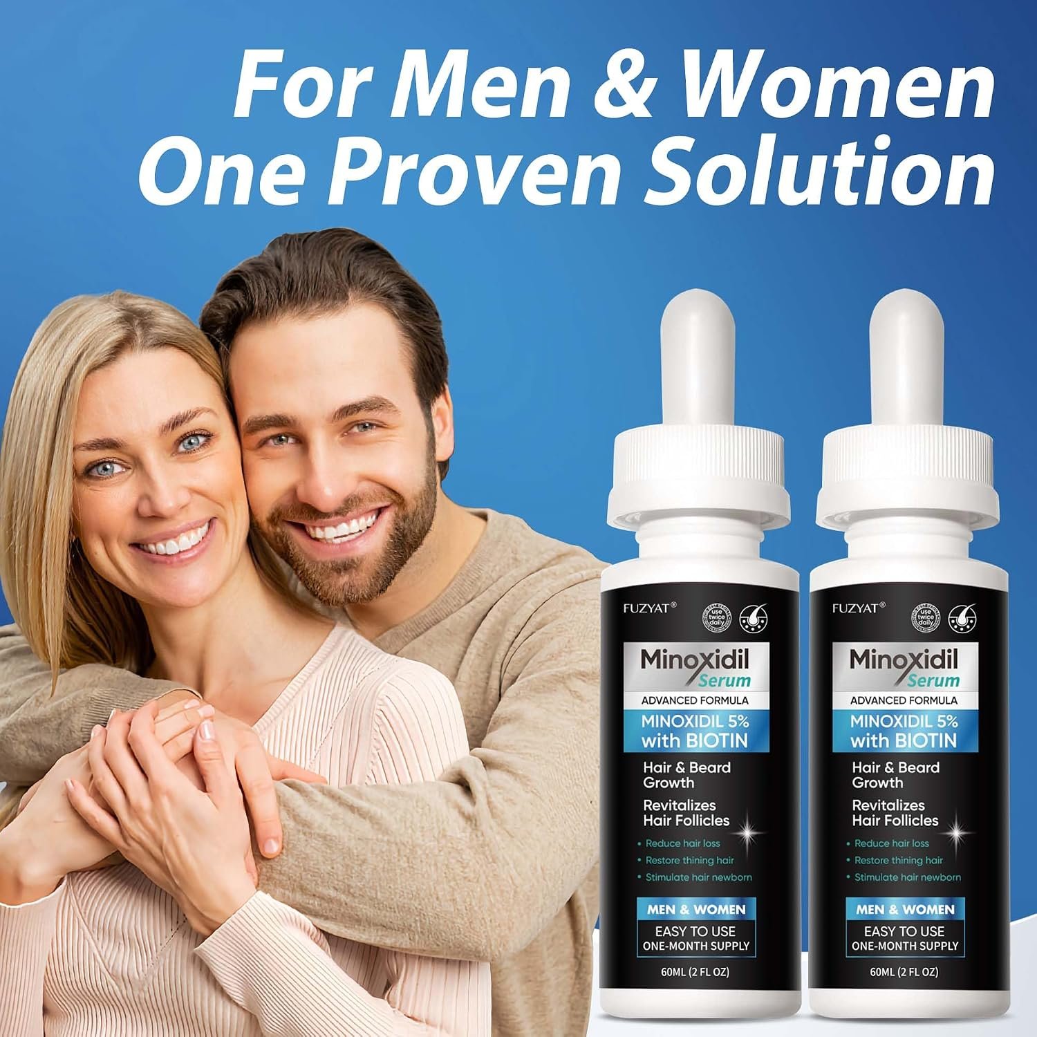 5% Minoxidil for Men, Minoxidil for Women Hair Growth Treatment, Beard Growth Serum, Biotin & Castor Oil Enriched,Strengthens Weak Roots, Repairs Thinning Hair (120ml) - Image 3