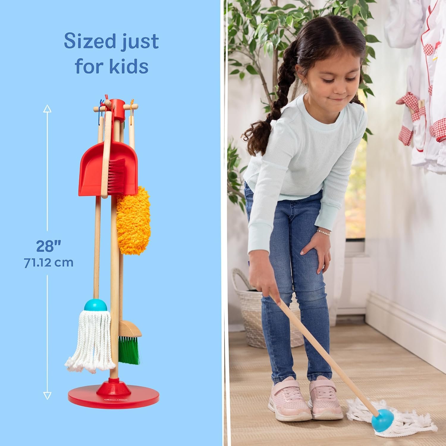 Melissa & Doug Dust Sweep Mop, 6-Pc. Toddler Cleaning Set with Kids Broom & Accessories, Preschool Learning Activities & Kids Toys for Girls & Boys 3+ - Image 6