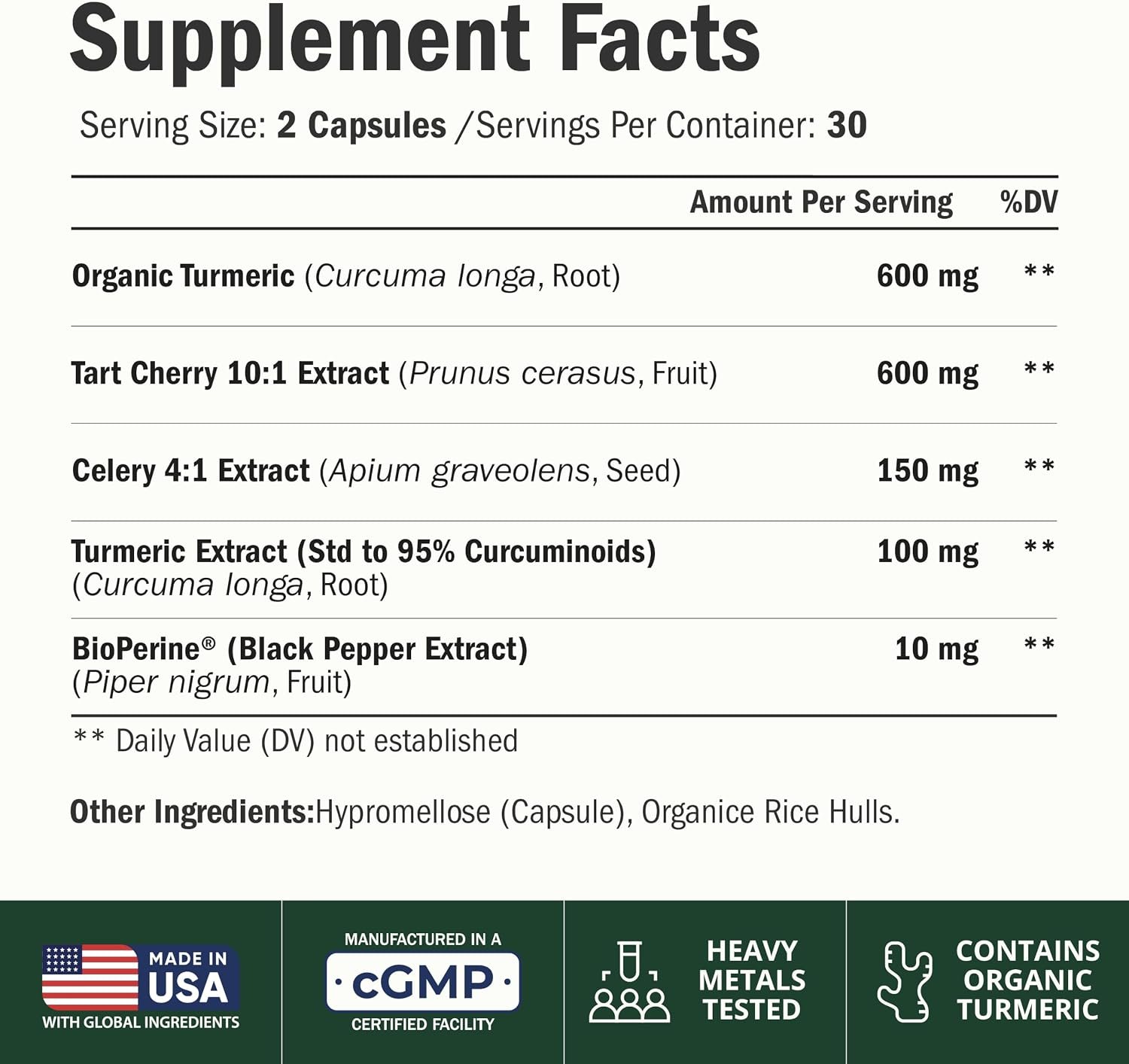 Tart Cherry Capsules – 4-in-1 Turmeric Tart Cherry Supplement for Uric Acid Balance & Joint Health – 10:1 Tart Cherry Extract Capsules with Celery Seed, Turmeric Curcumin & Black Pepper – 2 Pack - Image 2