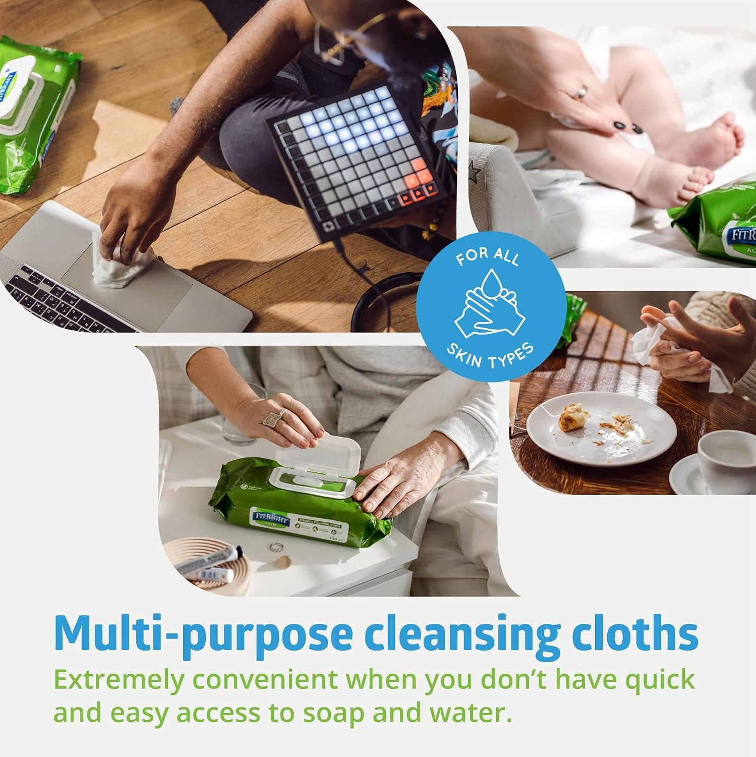 FitRight Aloe Fragrance-Free Quilted Wet Wipes, Soft Pack with Flip Top, 8 x 12 Inches, Pack of 48 Wipes - Image 7