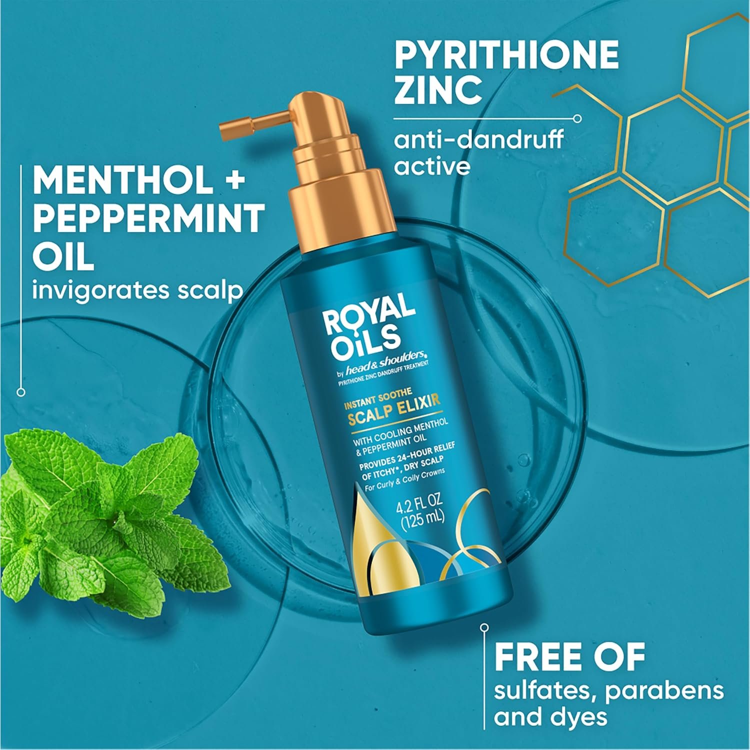 Head & Shoulders Royal Oils Scalp Elixir Treatment, Formulated with Cooling Menthol and Peppermint Oil for Instant Scalp Soothe and Hydration, 4.2 fl oz - Image 7