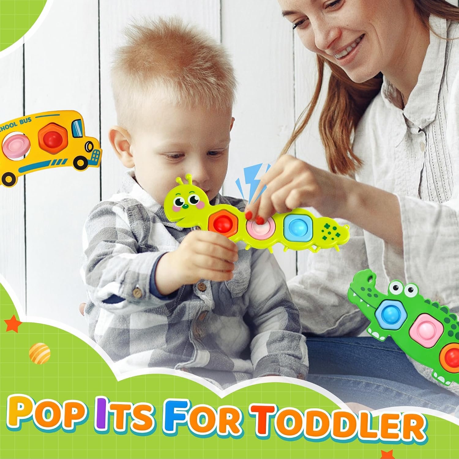 3PC Fidget Popper Sensory Toys Airplane Travel Activities for Toddlers Goodie Bags Pop It Fidget Toys for 12+ Month Babies 1 2 3 Year Old Girls Boys Valentine Gift Easter Basket Stuffer Gift - Image 4