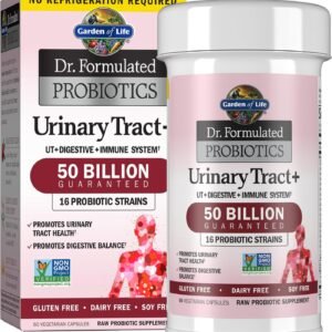 Garden of Life Dr. Formulated Probiotics Urinary Tract+ – 50 Billion CFU – Supports Digestive, Immune & Urinary Tract Health – Shelf Stable – 60 Vegetarian Capsules