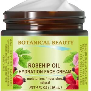 Botanical Beauty ROSEHIP OIL HYDRATION FACE CREAM. For Normal – Dry – Sensitive Skin. Moisturized and nourished 4 Fl. oz. – 120 ml.