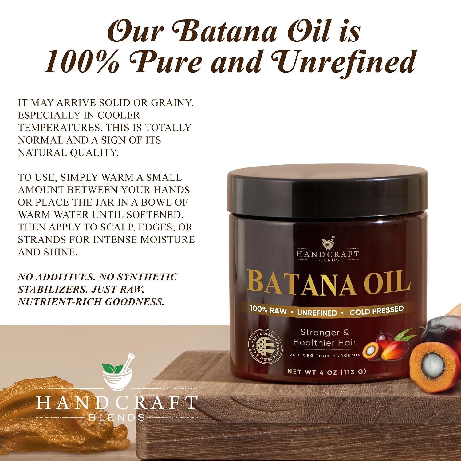 Handcraft Blends Raw Batana Oil for Hair Growth – 4 oz – 100% Pure and Natural – Unrefined Batana Hair Mask for Dry Damaged Hairs – Cold Pressed and Hexane Free - Image 4