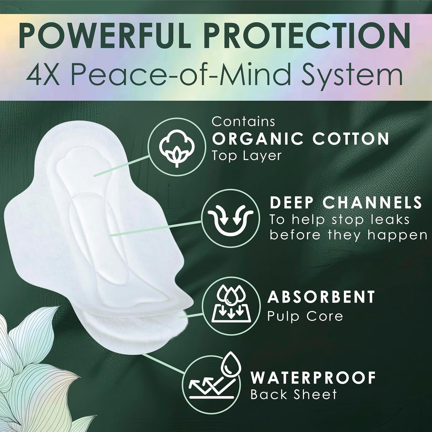 L. Ultra Thin Pads for Women, Regular Absorbency, Organic Cotton Top Layer, Unscented Pads with Wings, 56 Count - Image 2