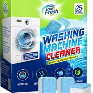 True Fresh Washing Machine Cleaner Tablets 25 Pack for Front Load, Top Load & HE Washers, Helps Remove Odor-Causing Residue, Limescale & Grime, Deep Cleans Drum, Pump, Valve & Hoses, Septic Safe