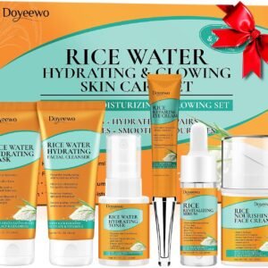 DOYEEWO Skin Care Set,6Pcs Women Teen Glass Skincare w/Korean Rice Extract,Hydrate Glow Repair Anti-Aging Facial Routine Kit Self Care Gifts for Women Mom Wife Teenage Girl Valentines Christmas Gifts