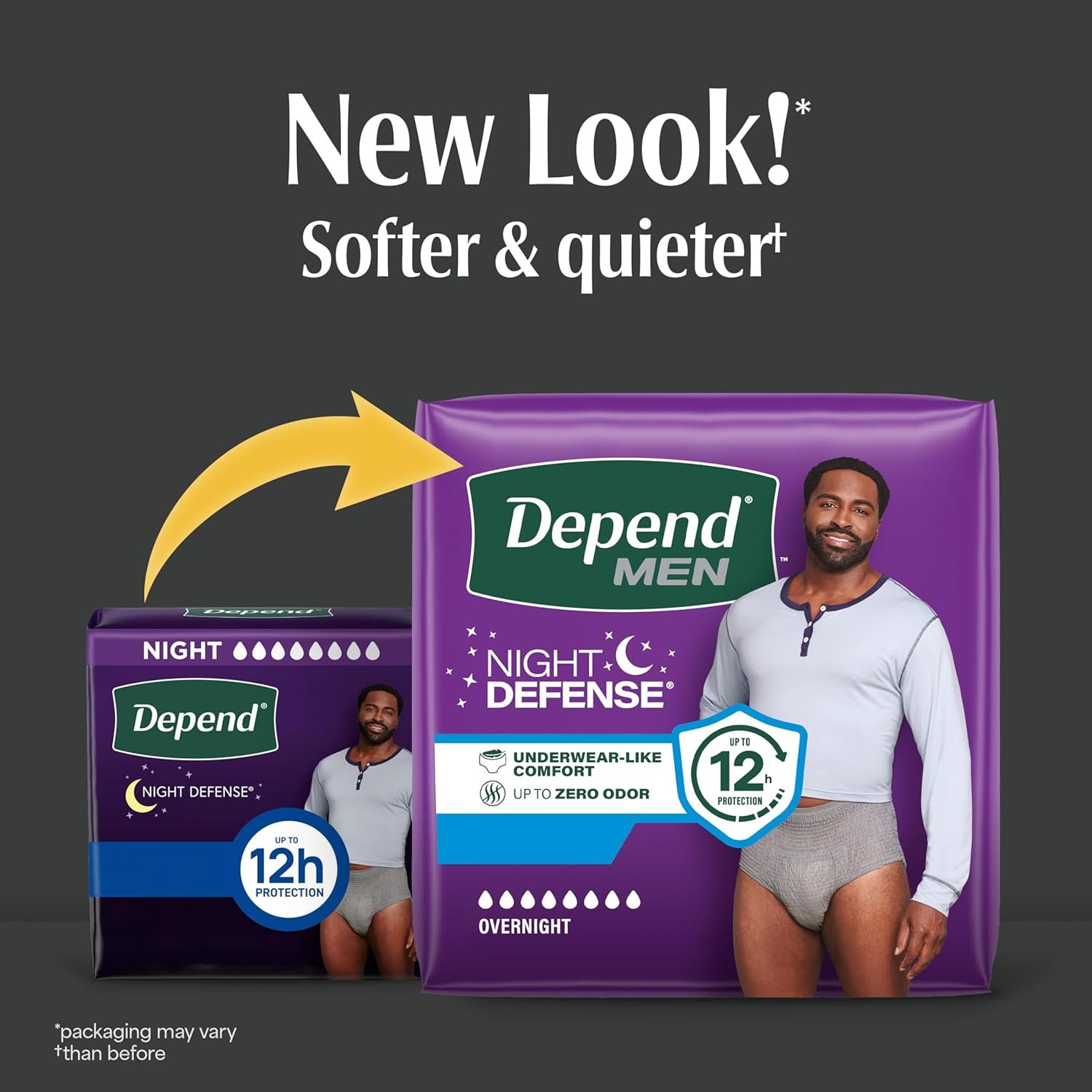 Depend Night Defense Adult Diapers, Incontinence Underwear for Men, Disposable, Overnight, Large, Grey, 56 Count (4 Packs of 14), Packaging May Vary - Image 3