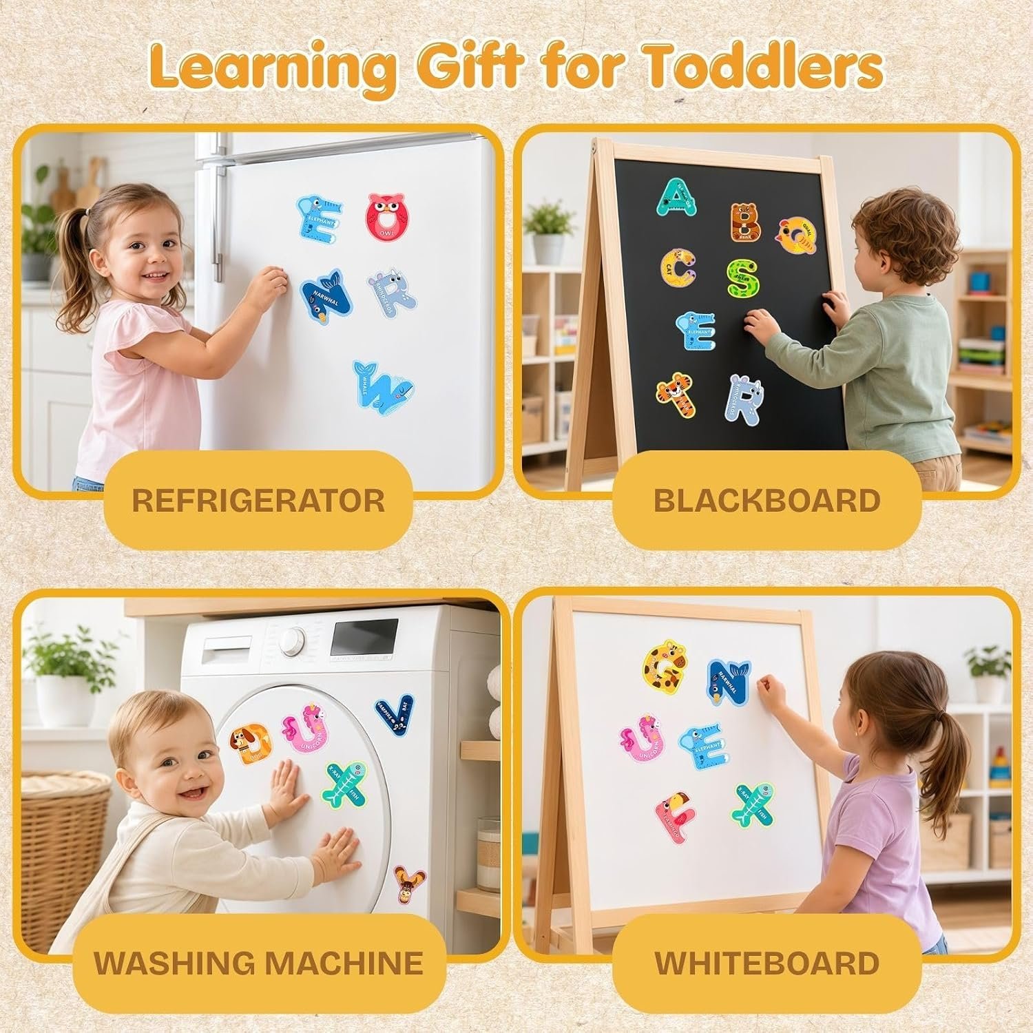 Magnetic Letters, 26 Uppercase Alphabet Magnets Fridge Magnets for Toddlers & Kids ABC Magnets for Fridge & Whiteboard, Letter Recognition & Early Spelling Learning Toys - Image 5