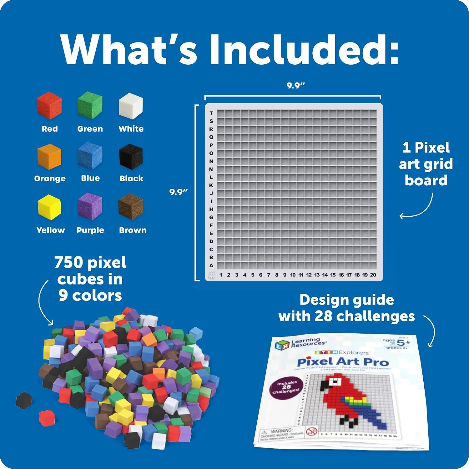 Learning Resources STEM Explorers Pixel Art Pro - Critical Thinking, Math Manipulatives, Problem Solving Skills, Pattern Blocks, Brain Games, Montessori, Fine Motor Skills, Gifts for Boys and Girls - Image 7
