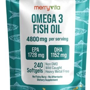 Omega 3 Fish Oil 4800 mg – EPA 1728 mg | DHA 1152 mg from Wild-Caught Anchovies – Burpless Mini Softgels – Pure Omega-3 Fatty Acid Supplement – Non-GMO, Gluten-Free, No Aftertaste – 240 Capsules