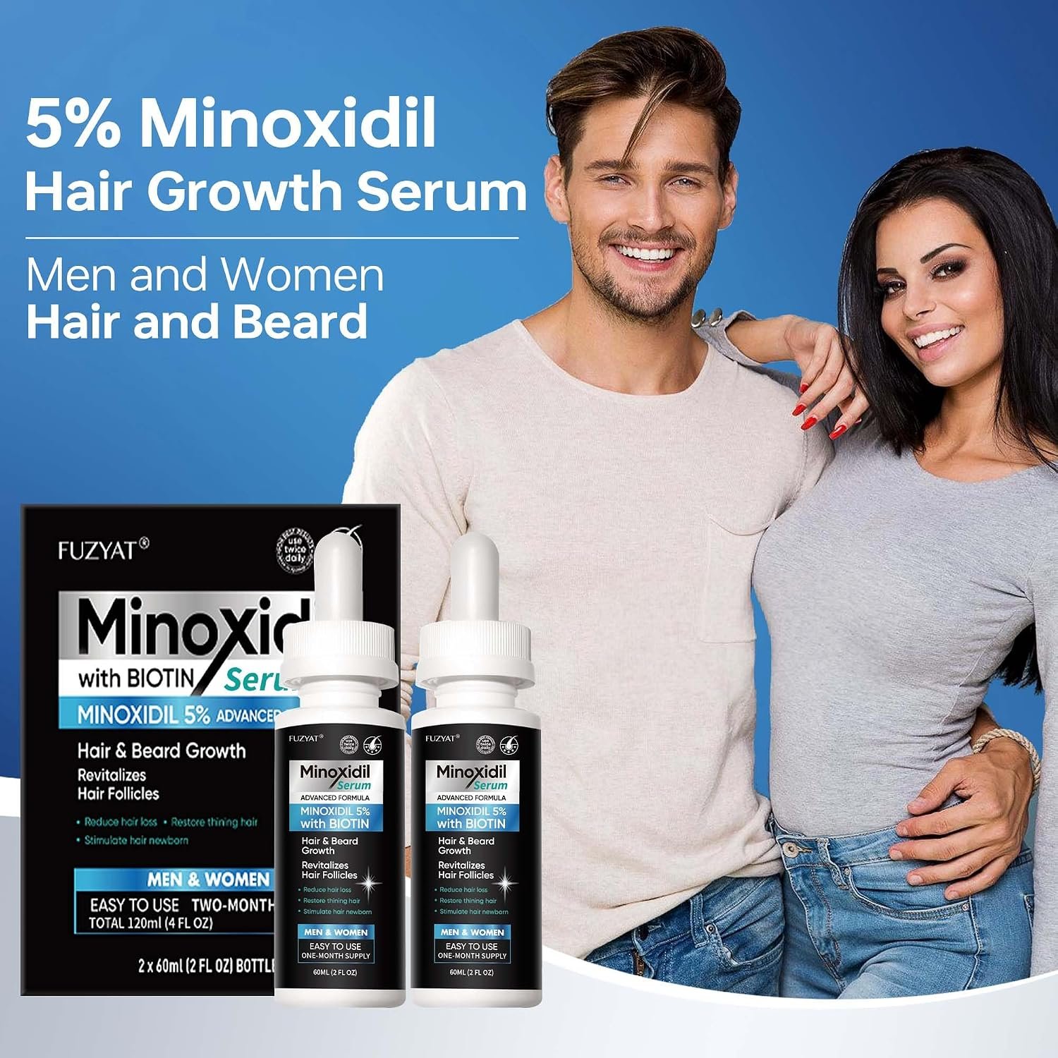 5% Minoxidil for Men, Minoxidil for Women Hair Growth Treatment, Beard Growth Serum, Biotin & Castor Oil Enriched,Strengthens Weak Roots, Repairs Thinning Hair (120ml) - Image 7