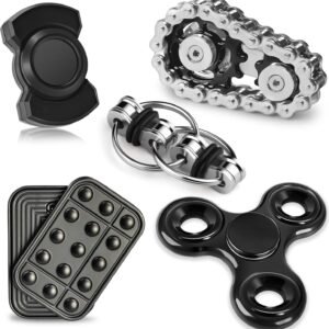 5 Pcs Fidget Toys Adults & Teen Metal Fidgets Spinner for Teens Boys Magnetic Slider Cool Gadgets Office Desk Toy Stress Relief Sensory Items Figette for Classroom Autism ADHD Anxiety Gifts