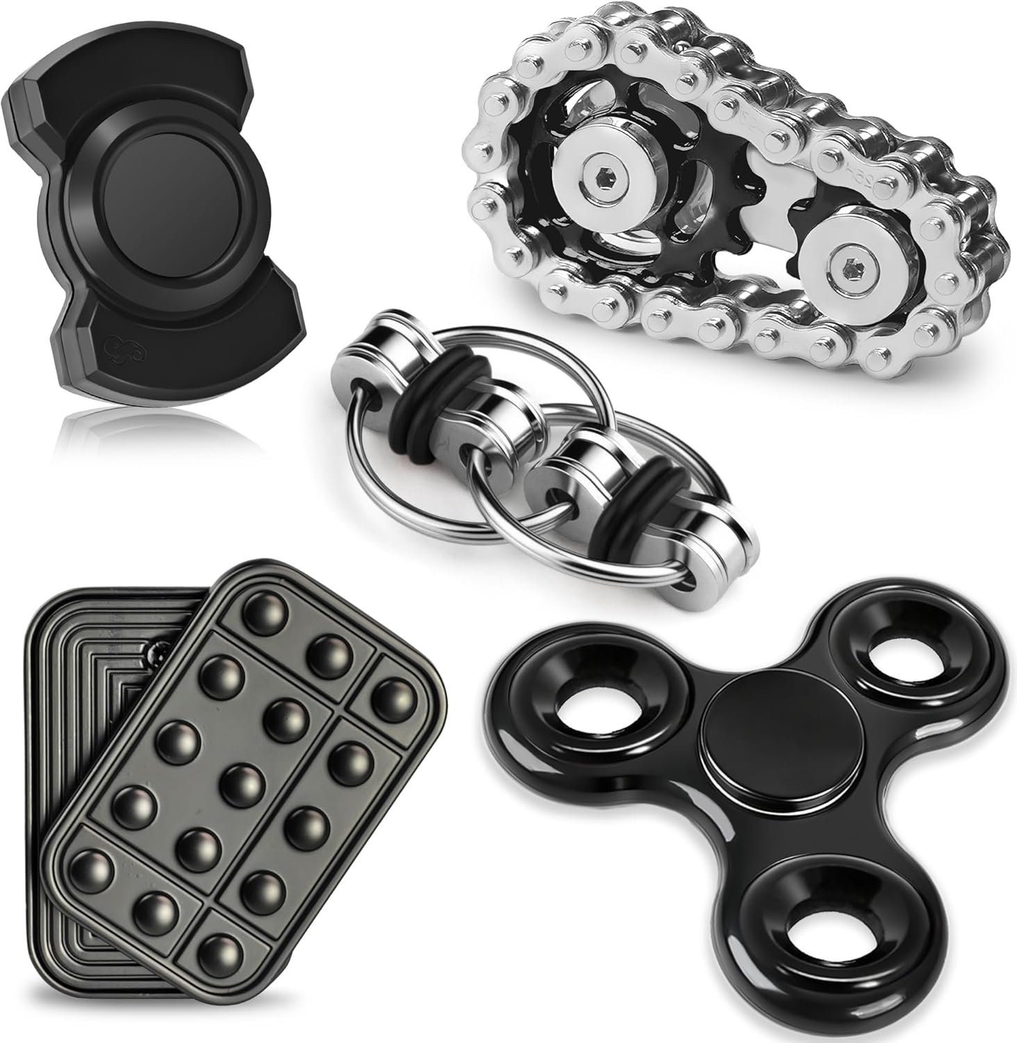 5 Pcs Fidget Toys Adults & Teen Metal Fidgets Spinner for Teens Boys Magnetic Slider Cool Gadgets Office Desk Toy Stress Relief Sensory Items Figette for Classroom Autism ADHD Anxiety Gifts