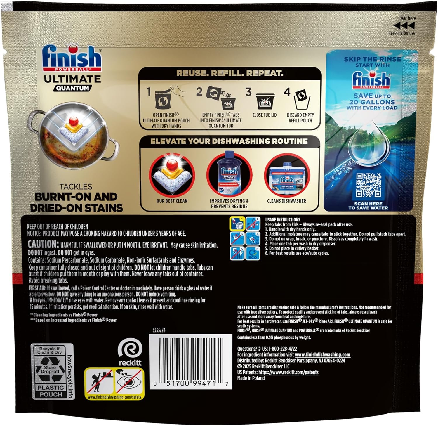 Finish Ultimate Quantum Dishwasher Pods, New & Improved Formula, Dishwasher Detergent Dish Soap, Removes Burnt-On & Dried-On Stain, Degreasing & Scrubbing Power, Lemon Scent, 21 Count - Image 9