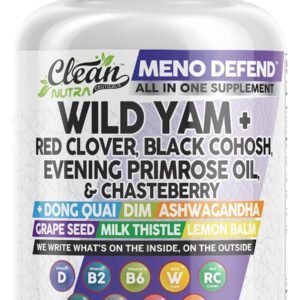 Clean Nutra Wild Yam Root Capsules with Red Clover Black Cohosh Evening Primrose Oil Chasteberry Dong Quai DIM Ashwagandha Grape Seed Extract Milk Thistle Lemon Balm and more Hormone Balance For Women