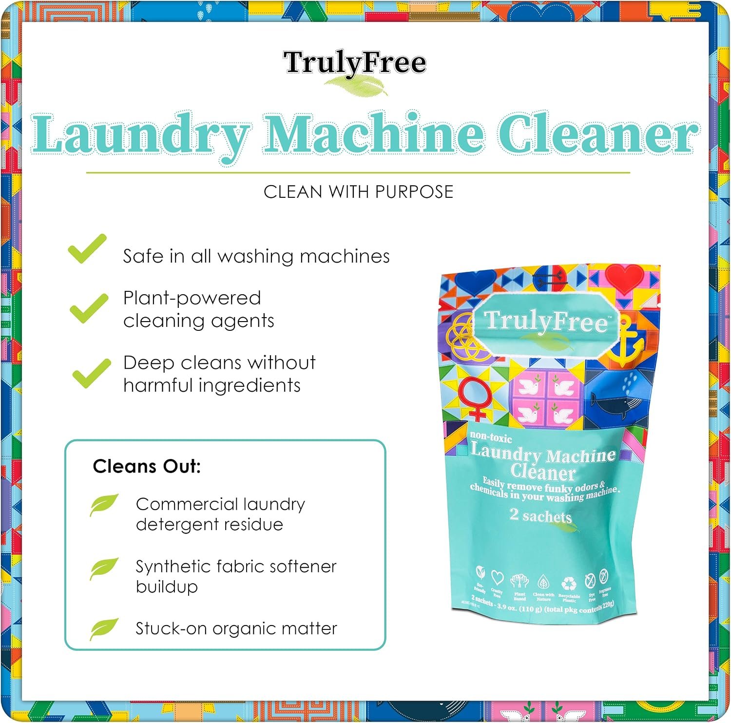 Truly Free Laundry Washing Machine Cleaner and Deodorizer | Top Load & Front Load Washer Cleaner for Grime, Mold, Odor Remover | Safe for HE Washing Machines & Septic Tanks, Non Toxic, Natural, Clean - Image 4