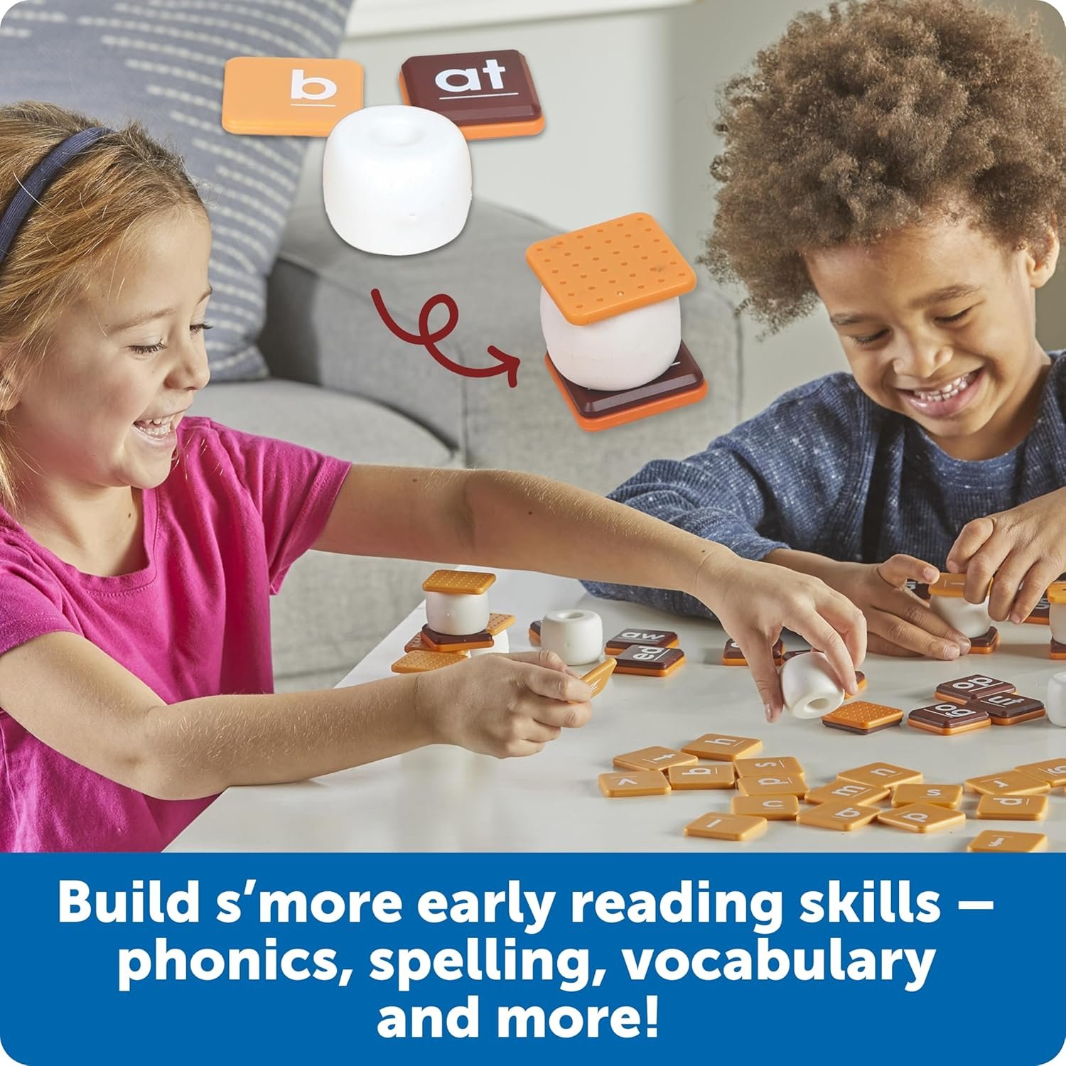 Learning Resources Let's Spell S'mores - Montessori Toys, Kindergarten Learning Activities, Phonemic Awareness Flash Cards, Dyslexia Tools for Kids, Speech Therapy Materials, Learn to Read - Image 2