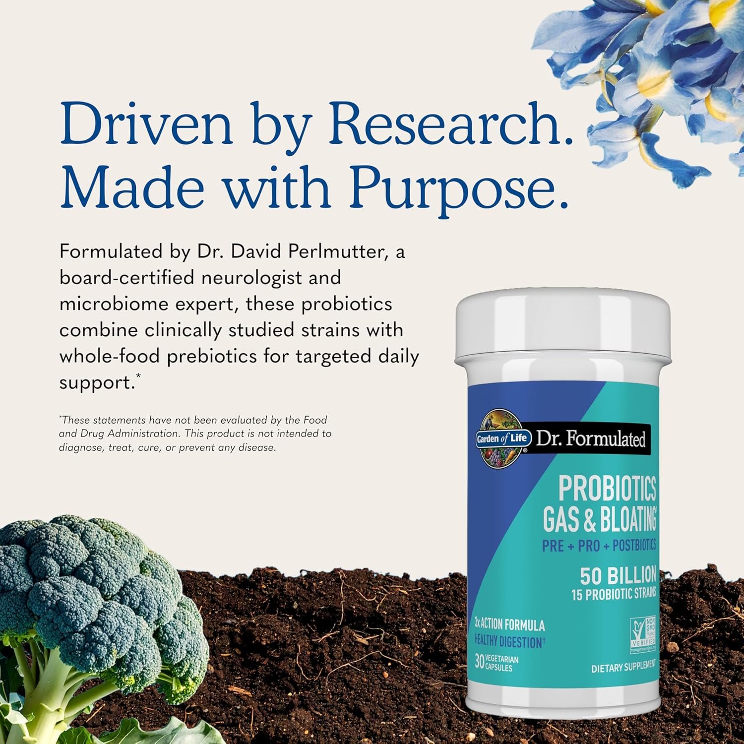 Garden of Life Dr. Formulated Pre, Post & Probiotics Gas & Bloating Once Daily 3-in-1 Complete Prebiotics, Postbiotics & Probiotics – 50 Billion CFU, Non-GMO, Gluten-Free, 30 Day Supply - Image 6
