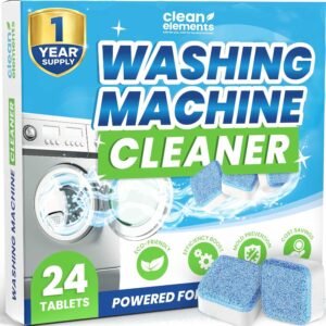 Washing Machine Cleaner Tablets 24 Pack – Deep Cleaning Descaler for HE, Front & Top Load Washers – Septic Safe, Eco-Friendly Freshener, Helps Maintain a Clean Drum – 12 Month Supply