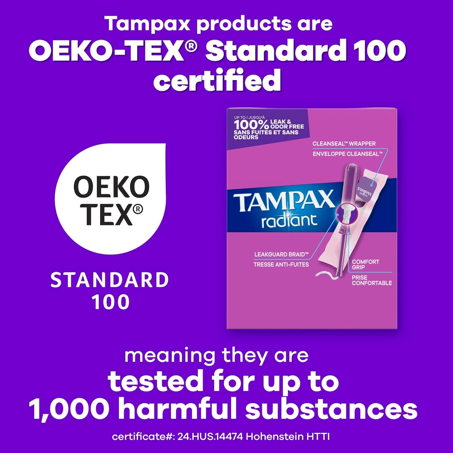 Tampax Radiant Tampons for Women Multipack, with LeakGuard Braid, Regular/Super/Super Plus Absorbency, Unscented, 112 Count (4 Packs of 28), Packaging May Vary - Image 9