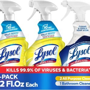 Lysol All Purpose Cleaner Spray, Multi-Purpose Disinfecting Spray & Bathroom Cleaner, Lemon Breeze + Island Breeze Scent, 32 Fl Oz (Pack of 3)